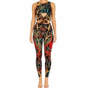 Yoga Democracy Leggings & Knot Tank Womens XS Coral My Name Top and Bottom NEW